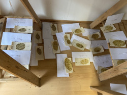 Vingerafdrukken van de fruitcollectie op vilt - door Karen Bruinsma